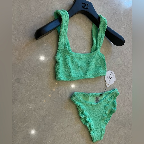 NEW Hunza G Lime Xandra Bikini SET in Neon Green One Size - Picture 5 of 16